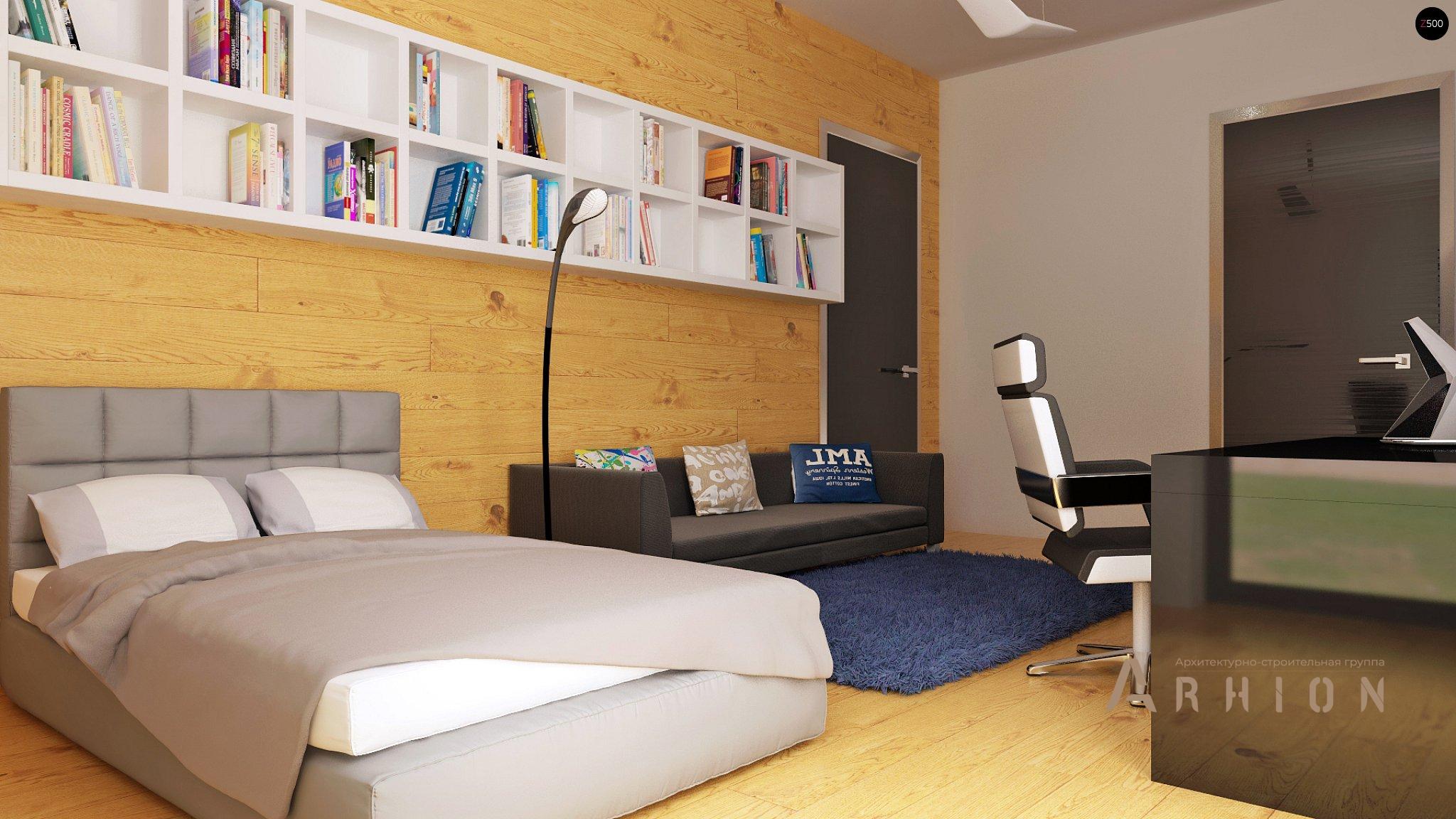 11. Проект одноэтажного дома в стиле минимализм с плоской кровлей , Zx100 v1, площадью - 168 кв c терассой, гаражом